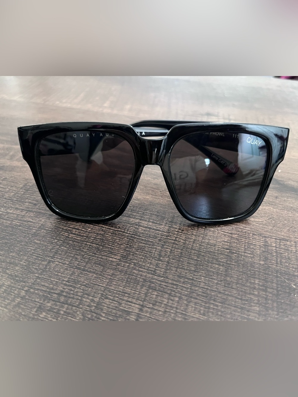 Quay Australia Black Square Sunglasses with Dark Lenses